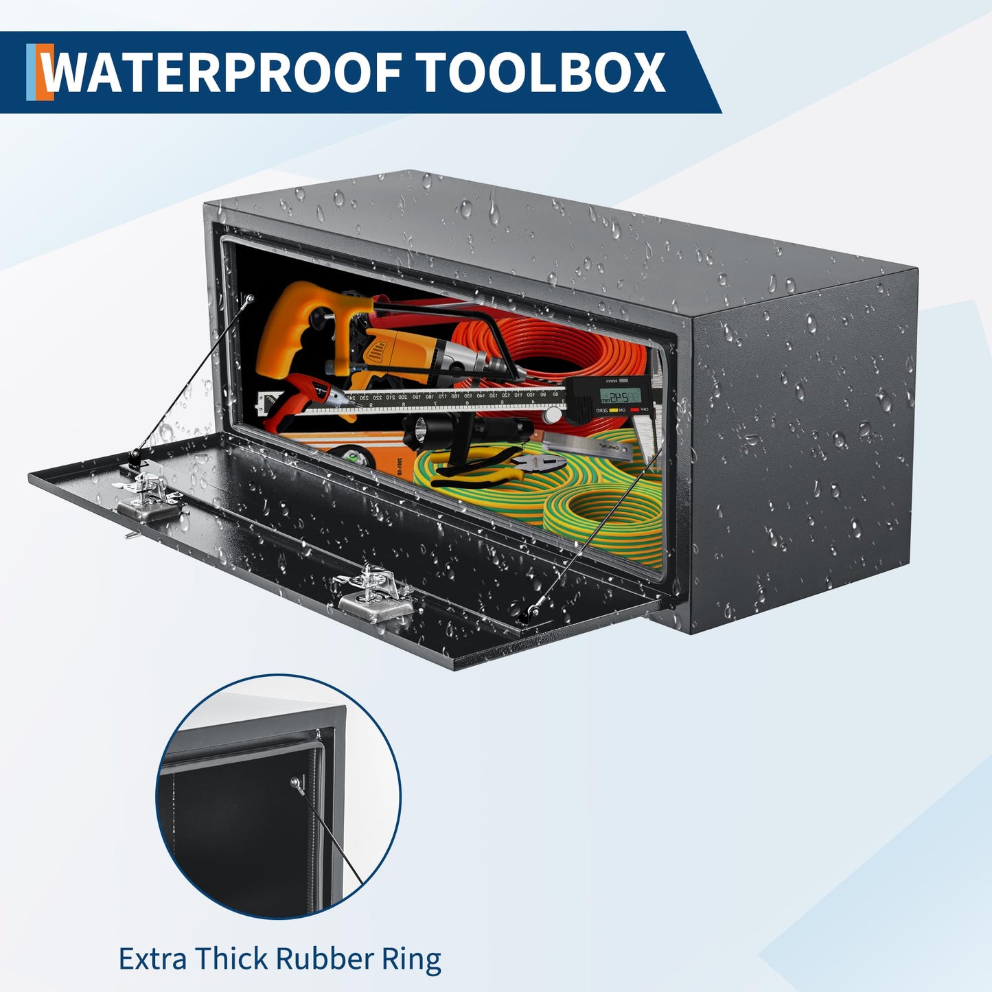 GarveeTech 48 Inch Underbody Truck Tool Box,48"x 16"x 13" Heavy Duty Steel Truck Storage Organizer for Pick Up Truck Bed RV Trailer, Waterproof Tool Box Chest with t-Handle Lock