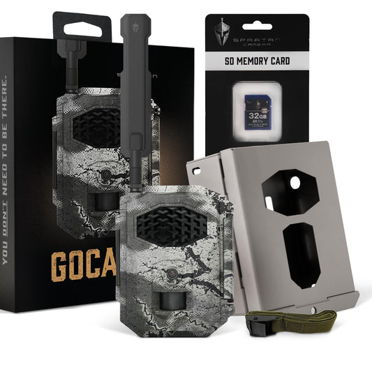 Spartan Camera GoCam2 Cellular Trail Camera Bundle – Security Box & 32GB Full-size SD Card Included,FHD Photo Capture,1080P Video,No-Glow IR Night Vision,Water Resistant (Spartan Areus, Multi-carrier)