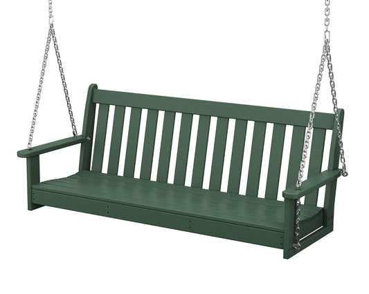 POLYWOOD Vineyard 5-Foot Porch Swing, Heavy Duty HDPE Outdoor Hanging Bench, Patio Swing for Adults Kids, Deck Garden Furniture, Green
