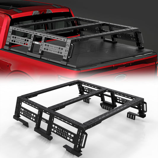 KOKSHELY Overland Truck Bed Rack for Full-Size & Mid-Size Trucks/Adjustable Truck Cargo Carrier/Tacoma Bed Rack, Fit for Tundra, Ram 1500 & HD, F-Series, Ranger, Silverado, Titan & XD,Gladiator