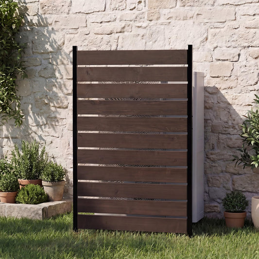 Wooden Privacy Fence, Outdoor Privacy Screen, Porch and Terrace Privacy Wall, Trash Can and Air Conditioner Concealment (Dark Brown)