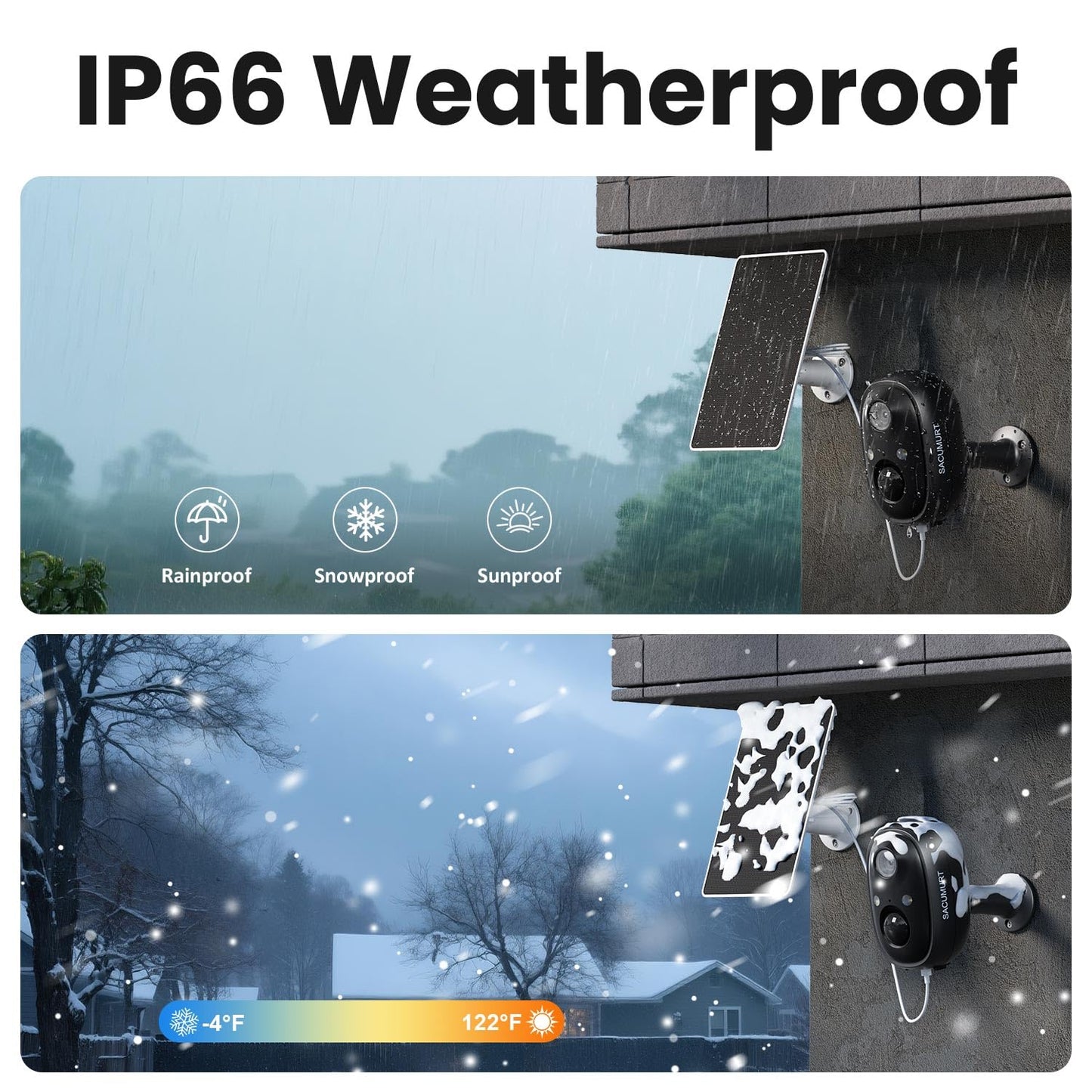 WiFi Cameras for Home Security, Free Cloud Storage, Solar Powered Security Cameras Wireless Outdoor, Outdoor Camera Wireless, Works with Alexa & Google Home, Smart Detection, 2K HD, 2-way talk, 4 Pack