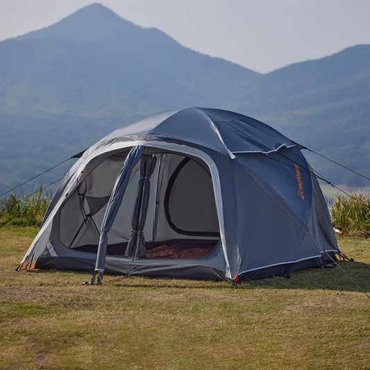 EchoSmile 3-5 Person Family Camping Tent, Waterproof Windproof Heavy Duty Dome Shelter, Easy Setup Multi-Pole Cabana with Extra Storage Room for Wet Bags & Shoes, Outdoor Hiking Travel -Gray