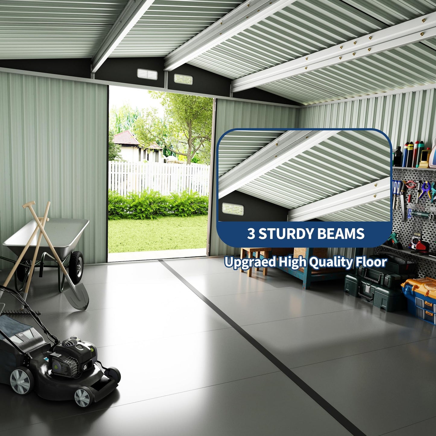 Heavy-Duty 10x14 FT Metal Garden Shed with Air Vent & Lockable Door, Outdoor Storage Shed for Yard, Patio, Lawn, Rust-Resistant Utility Shed, All-Season Use