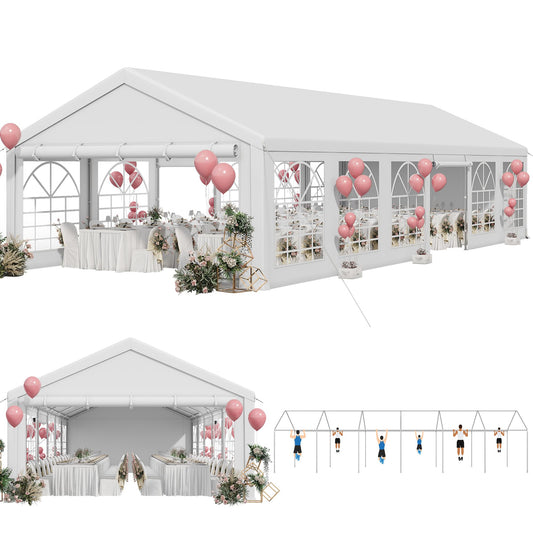 YITAHOME 20x40FT Heavy Duty Large Party Tent Wedding Tent Outdoor Canopy Upgraded Galvanized Steel with Removable Sidewall PE Windows with Sandbags for Commercial and Parties