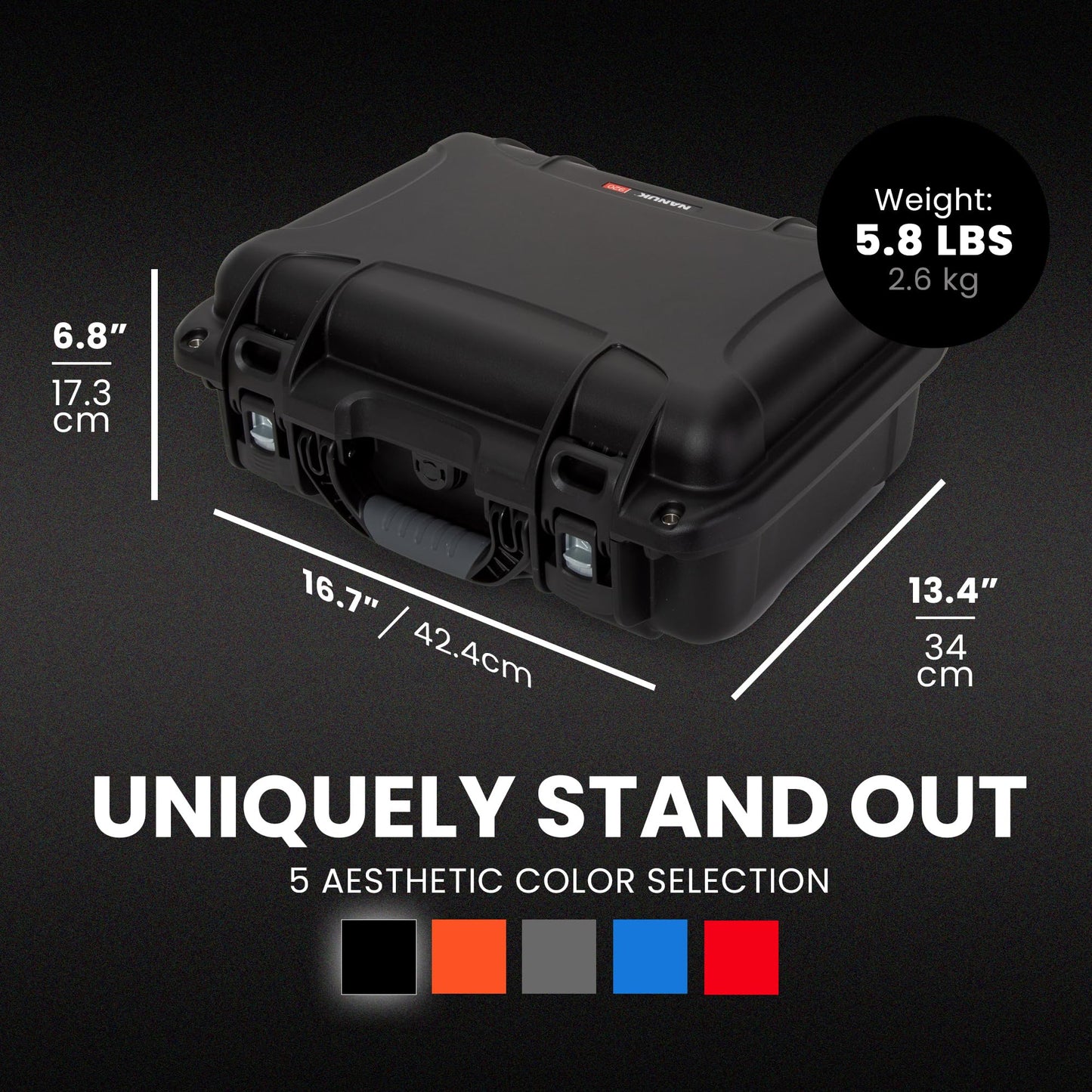 NANUK 920 Hard Case – Waterproof Travel Hard Case with Customizable Cubed Foam, 16.7” x 13.4” x 6.8”, Dustproof & Impact-Resistant, Airline Carry-On Approved – Black