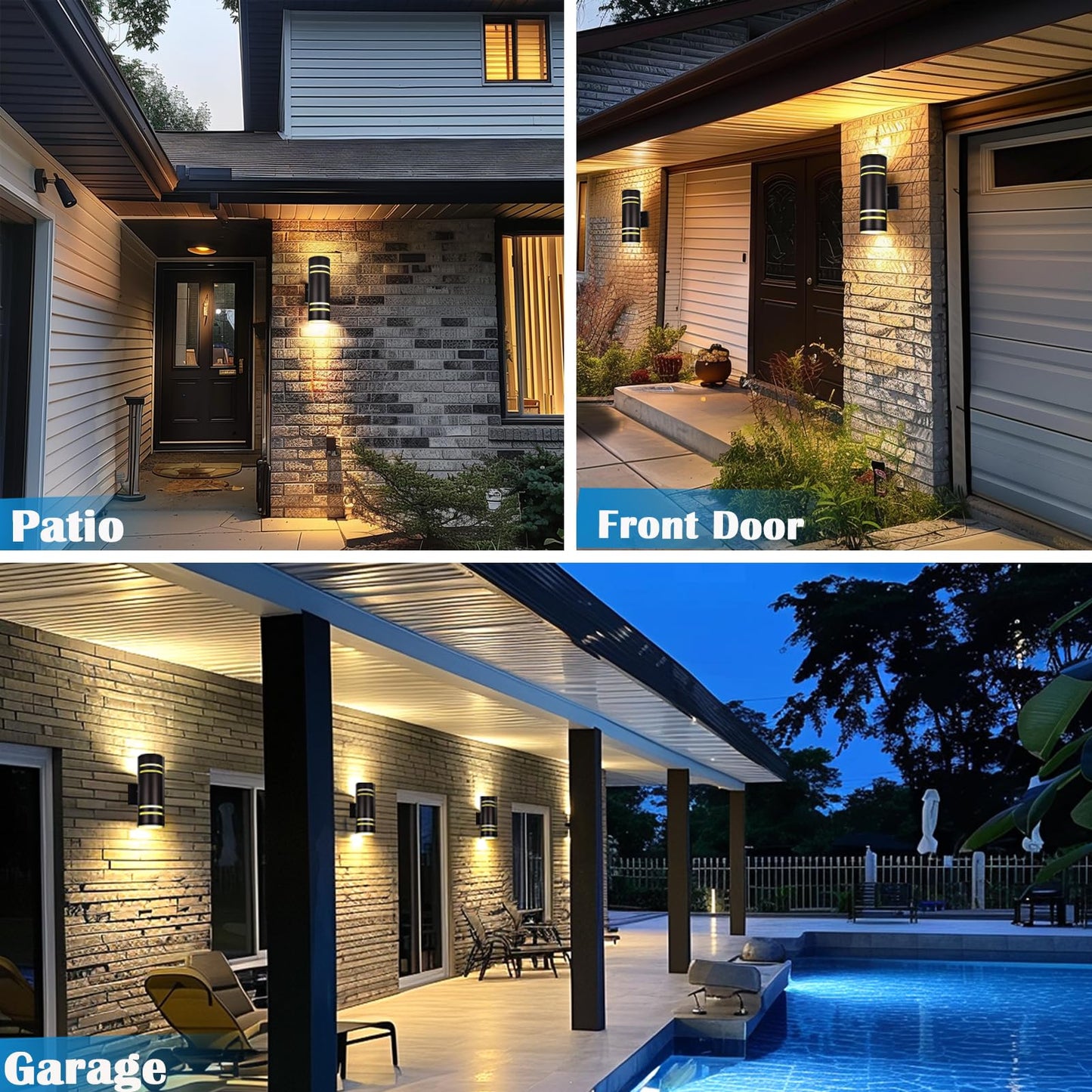 iYogaled Smart RGB Outdoor Wall Lights, 2 Pack Front Porch Light Fixtures, Cylinder Up and Down Lights Outdoor Wall Sconce, Exterior Lighting Fixture Compatible with Google Assistant Alexa
