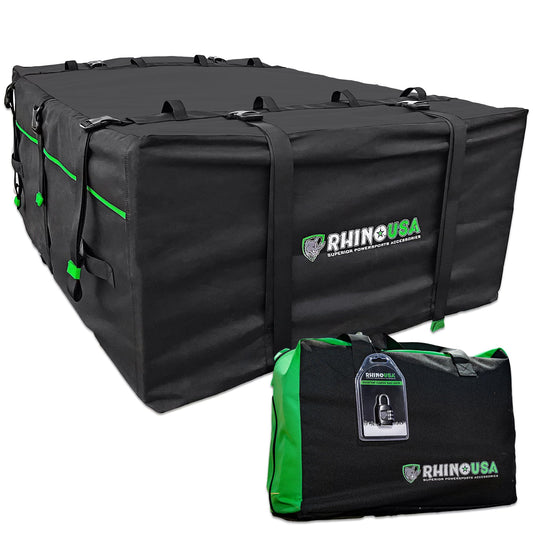 Rhino USA Rooftop Cargo Carrier for Car Storage (17.7 Cubic Feet) Heavy Duty Waterproof Roof Top Bag with Industrial Grade Zippers - Used for All Vehicle with/Without Rack Carriers - Lock Included
