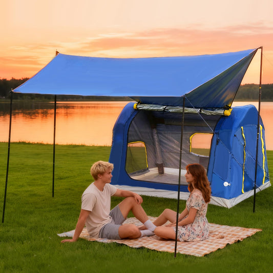 3-4 Person 3 in 1 Inflatable Tent, 60s Setup PU3000, 4-Season Waterproof Camping Tent with Electric Pump, All Weather Tent for Romantic Dates, Fall/Winter Camping, Hunting & Fishing