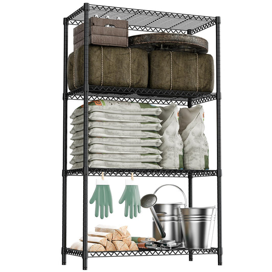 M MZG 2400LBS 35.5" W Standing Shelf Units Wire Rust-Proof Outdoor Storage Shelving 4-Tier Utility Shelving Unit for Garden Home,Kitchen,Office Dark Grey 17.7" D x 35.5" W x 59.4" H