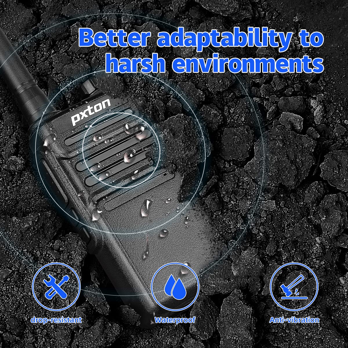 pxton Waterproof walkie talkies for Adults, Work,and Outdoor. walkie talkies Long Range with Headphones and Fast Charger Dock，Handheld Two Way radios Rechargeable NOAA walkie Talkie (10 Pack)