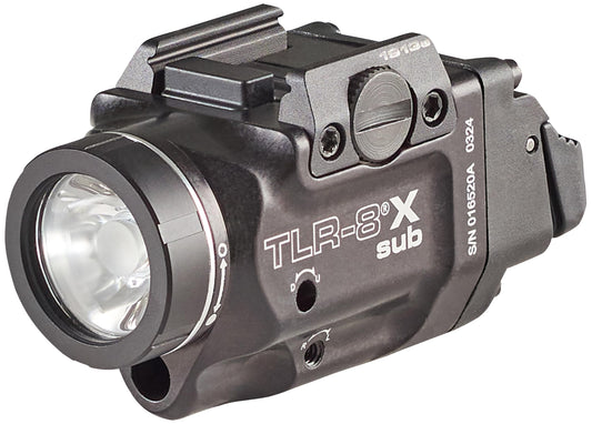 Streamlight 69418 TLR-8 X sub 500-Lumen Rail-Mounted Tactical Weapon Light with Integrated Red Aiming Laser Exclusively for 1913 Short Models Only, Black