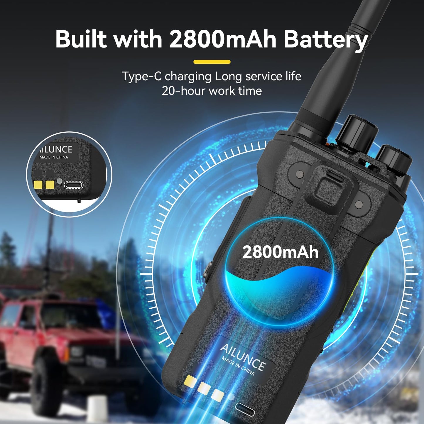 Retevis Ailunce HA1UV Ham Radio Handheld, Upgrade Chirp, Dual Band Radio with Cable,IP67 Waterproof, USB-C, 2800mAh, NOAA, Emergency Alarm, Long Range Handheld Transceiver for Hunting, Camping(2 Pack)