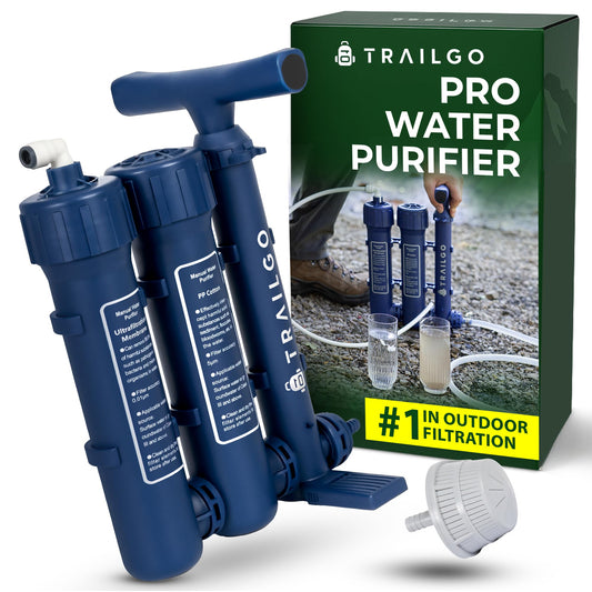 Trailgo Pro Water Filter for Camping & Hiking Water Filters - Portable Water Filter System, Hand Pump Water Purifier Survival, Camping Water Filter System, Water Filtration System Survival