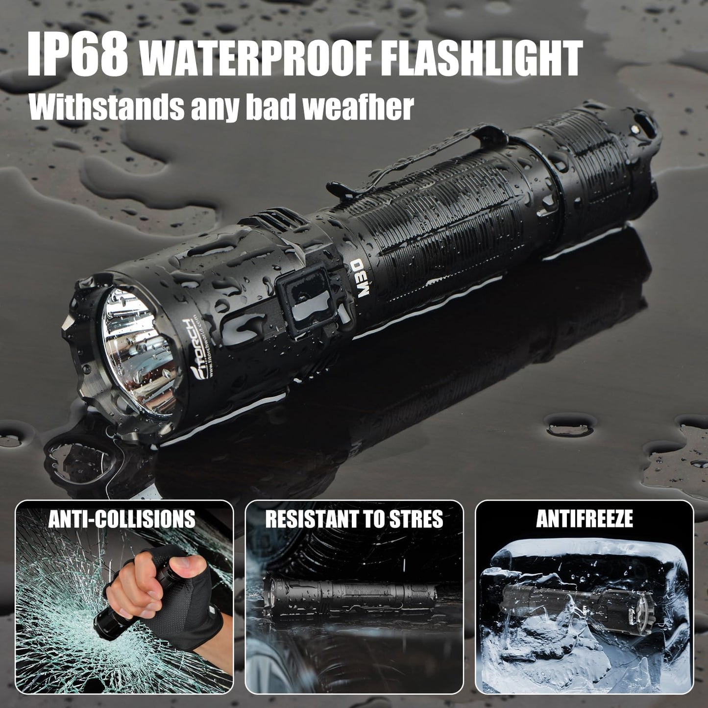 HiFOL M30 Tactical Flashlight-3300 High Lumen Duty Belt Flashlight for Law Enforcement,Police EDC Flashlights with Holster Tactical Gear