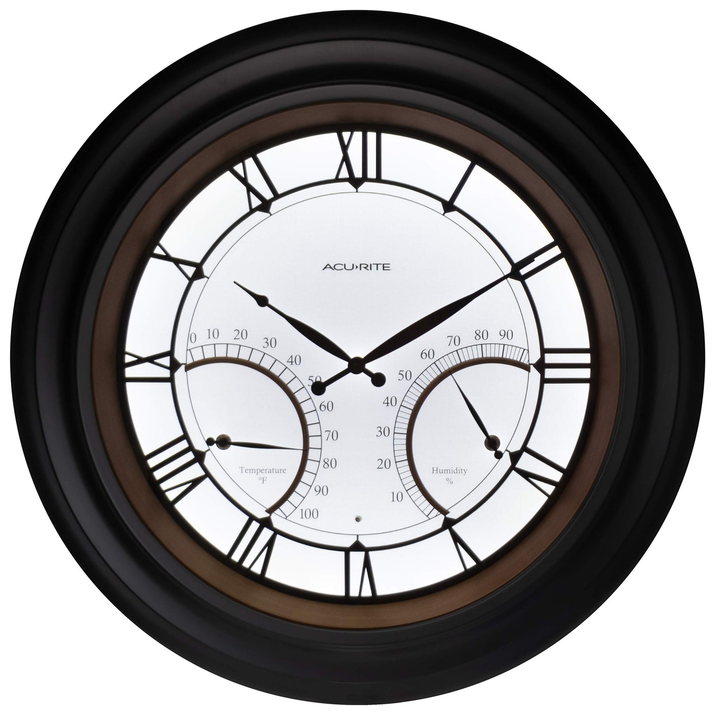 AcuRite 24” Illuminated LED Large Outdoor Decorative Clock with Thermometer and Hygrometer Combo (75022M)