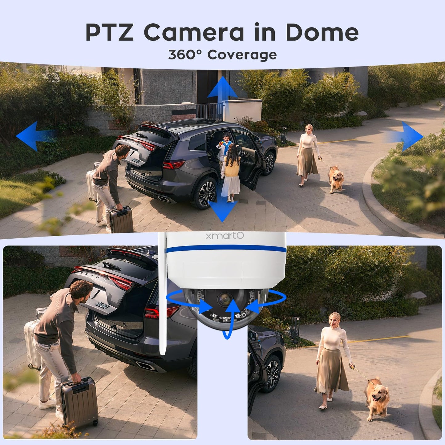 xmartO [2-Pack AI Tracking Ceiling CAM 2K HD Metal Dome PTZ Wireless Security Camera with Automatic Tracking, 2-Way Audio and Night Vision (Standalone WiFi Camera, NOT add-on CAM to NVR)