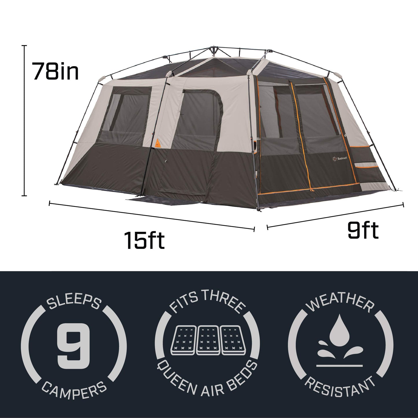 Bushnell Shield Series 6 Person / 9 Person / 12 Person Instant Cabin Tent (9 Person)