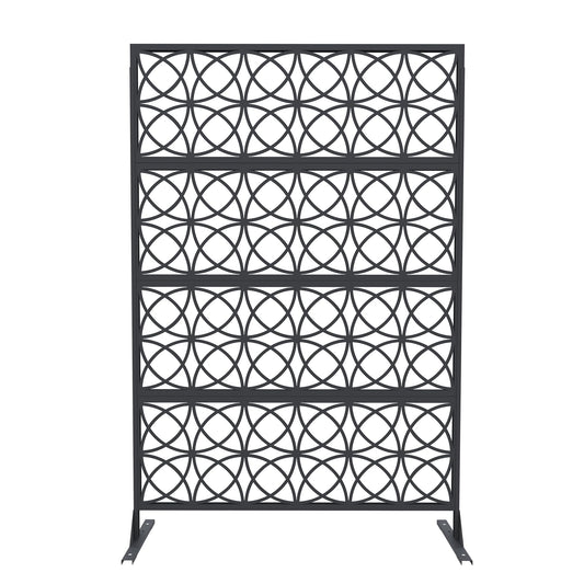Garveelife Outdoor Privacy Screen Freestanding, 72" H×47" W Patio Privacy Screen with Stable Base, Metal Privacy Panels for Balcony, Yard and Garden, 1PC