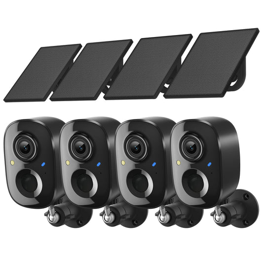2K FHD Security Camera Wireless Outdoor Cameras for Home Security,AI Human Detection,Instant Alert,Color Night Vision,SD/Cloud Storage,Solar/Battery Powered,2.4G WIFI Only,Spotlight,Siren Alarm,4 Pack
