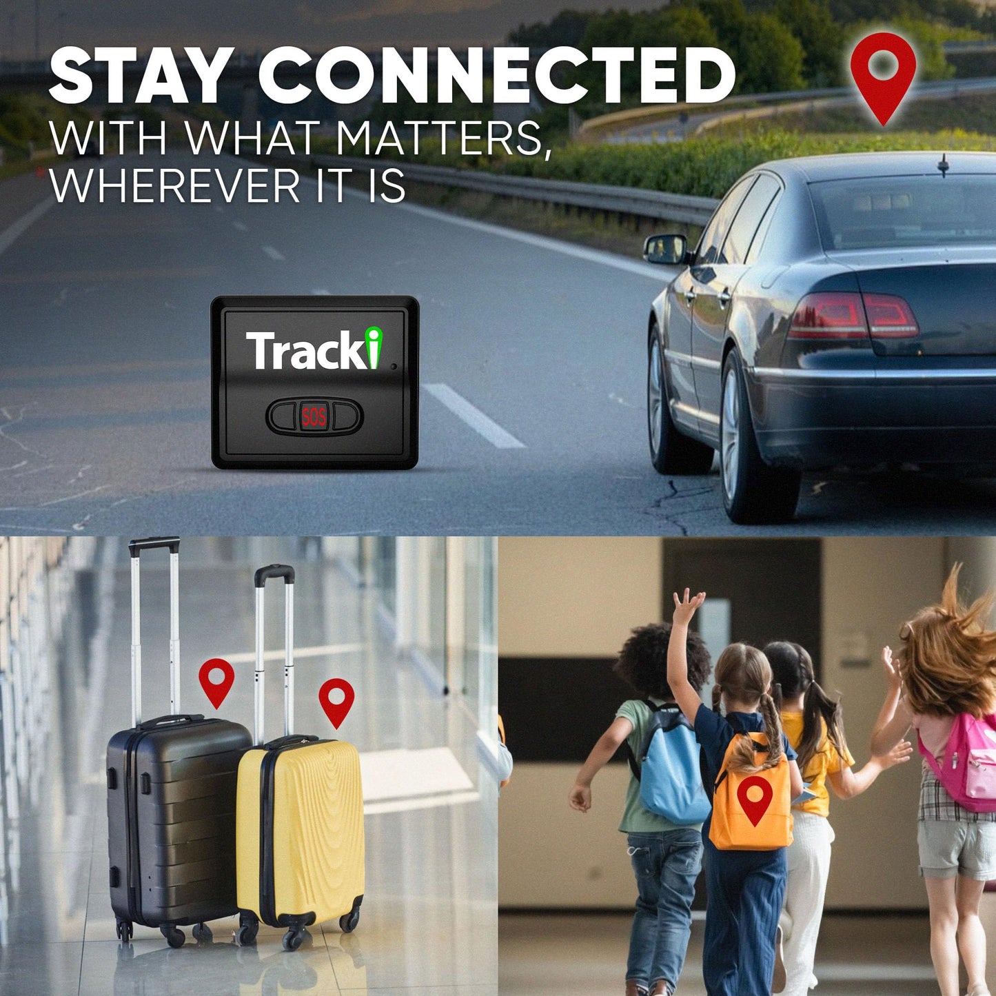 Tracki Mini GPS Tracker, 6-Month Subscription Included – Universal Compact 4G LTE Tracker for Vehicles, Bags, Luggage & Everyday Assets – SOS Button, App Alerts & 185+ Country Coverage