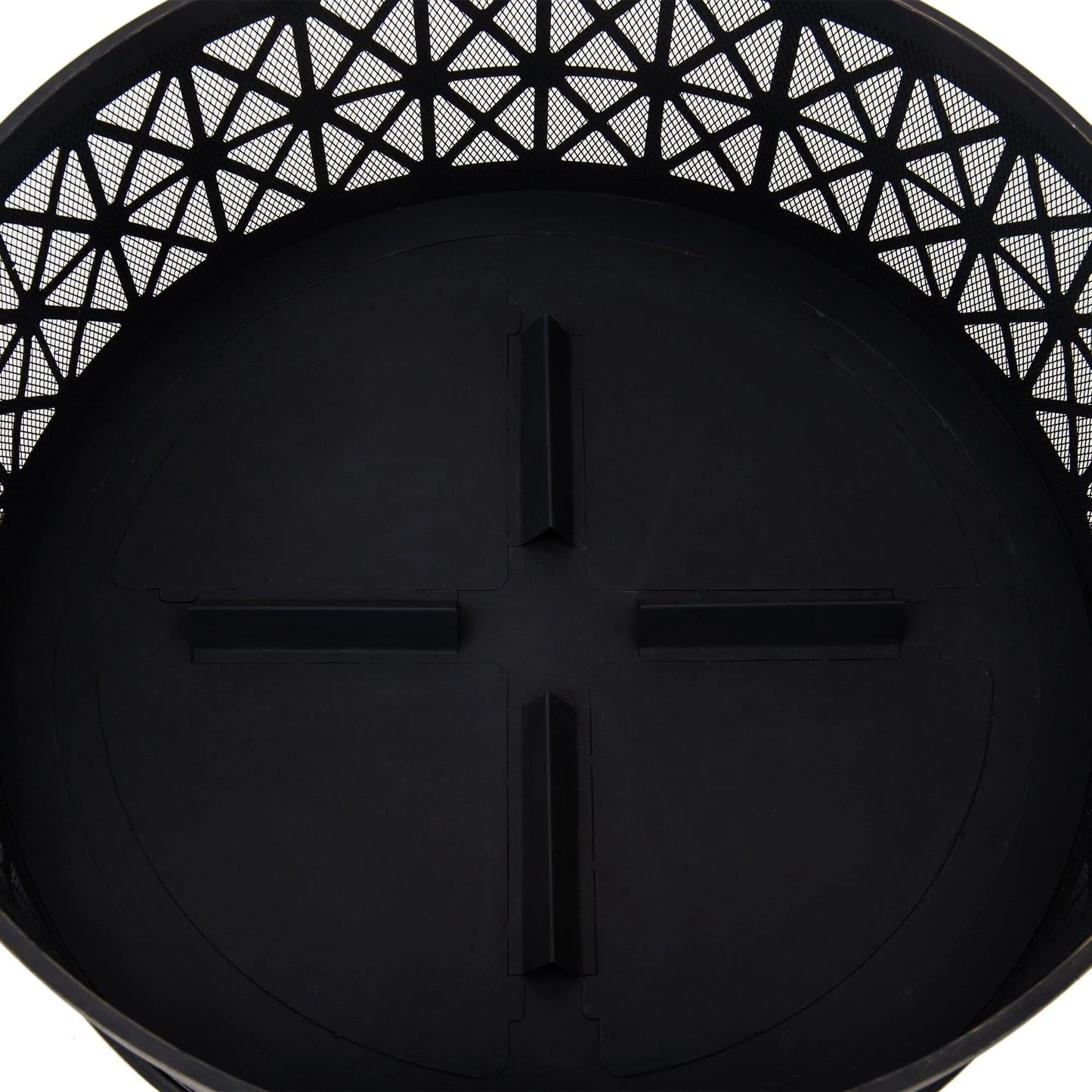 Sunjoy 30 in. Outdoor Fire Pit, Patio Black Round Wood-Burning Steel Firepit Large Fire Pits for Outside with Spark Screen and Fire Poker