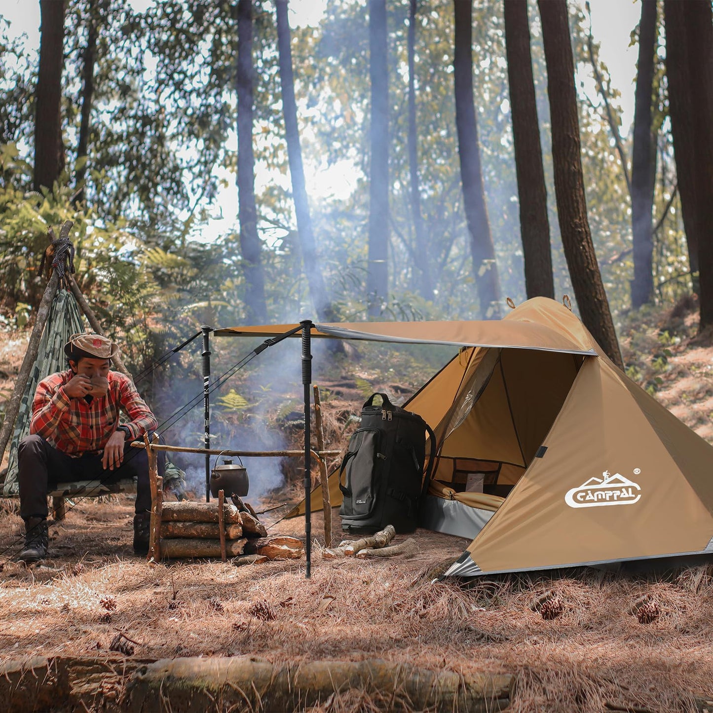 camppal 1 Person Tent for Camping Hiking Mountain Hunting Backpacking Tents 4 Season Resistance to Windproof Rainproof and Waterproof