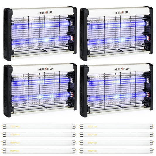4 Pcs Electric Bug Zapper Indoor Insect Killer with Replacements Bulbs 20W Blue Light Powerful 2800V Attract Fly and Mosquito Traps with Circuit No Load Protection Outdoor Plug in Pest Control