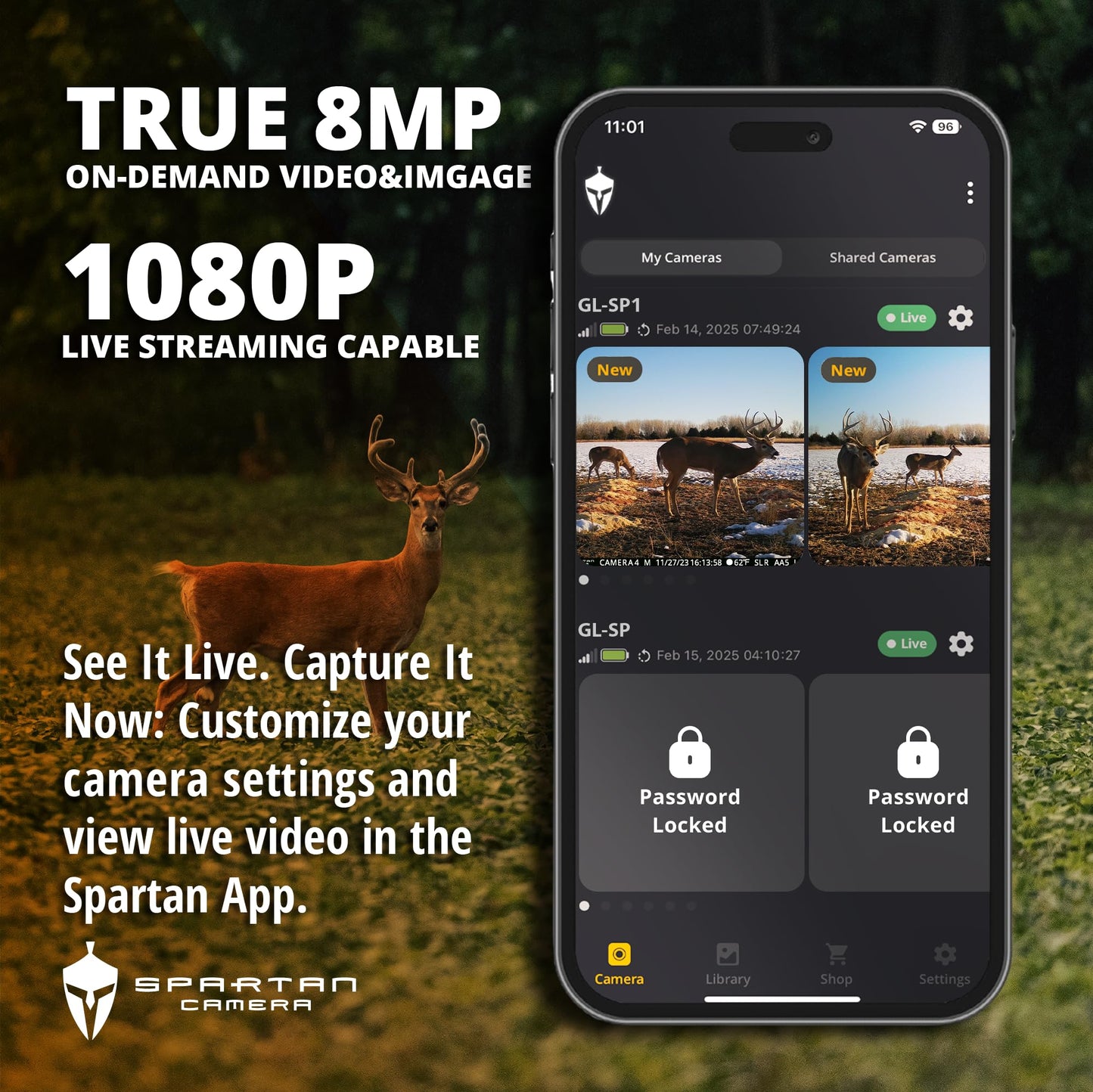 Spartan Camera GoLive 3 Cellular Trail Camera Bundle – Security Box & 32GB Micro SD Card Included, HD Photo Capture, 1080P Video, GPS Tracking, No-Glow IR Night Vision (Spartan Areus, Verizon)