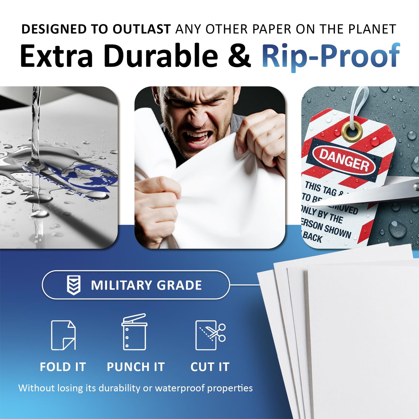 TerraSlate Copy Paper Waterproof Laser Printer, Rain Weatherproof, 5 Mil, 8.5x11-inch, 500 Sheets