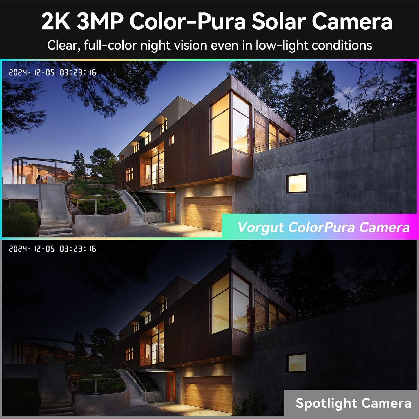 Solar Security Camera System Wireless Outdoor, 4pcs 2K Solar Powered Home Security Cameras, Full Color Night Vision, 360° Pan Tilt, Human Detection, 2.4G/5G WiFi 10CH NVR with 500G HDD