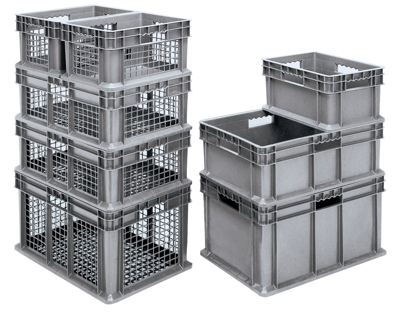 Akro-Mils 37682 Plastic Straight Wall Container Tote with Solid Sides and Solid Base, (24-Inch x 16-Inch x 12-Inch), Gray, (3-Pack)