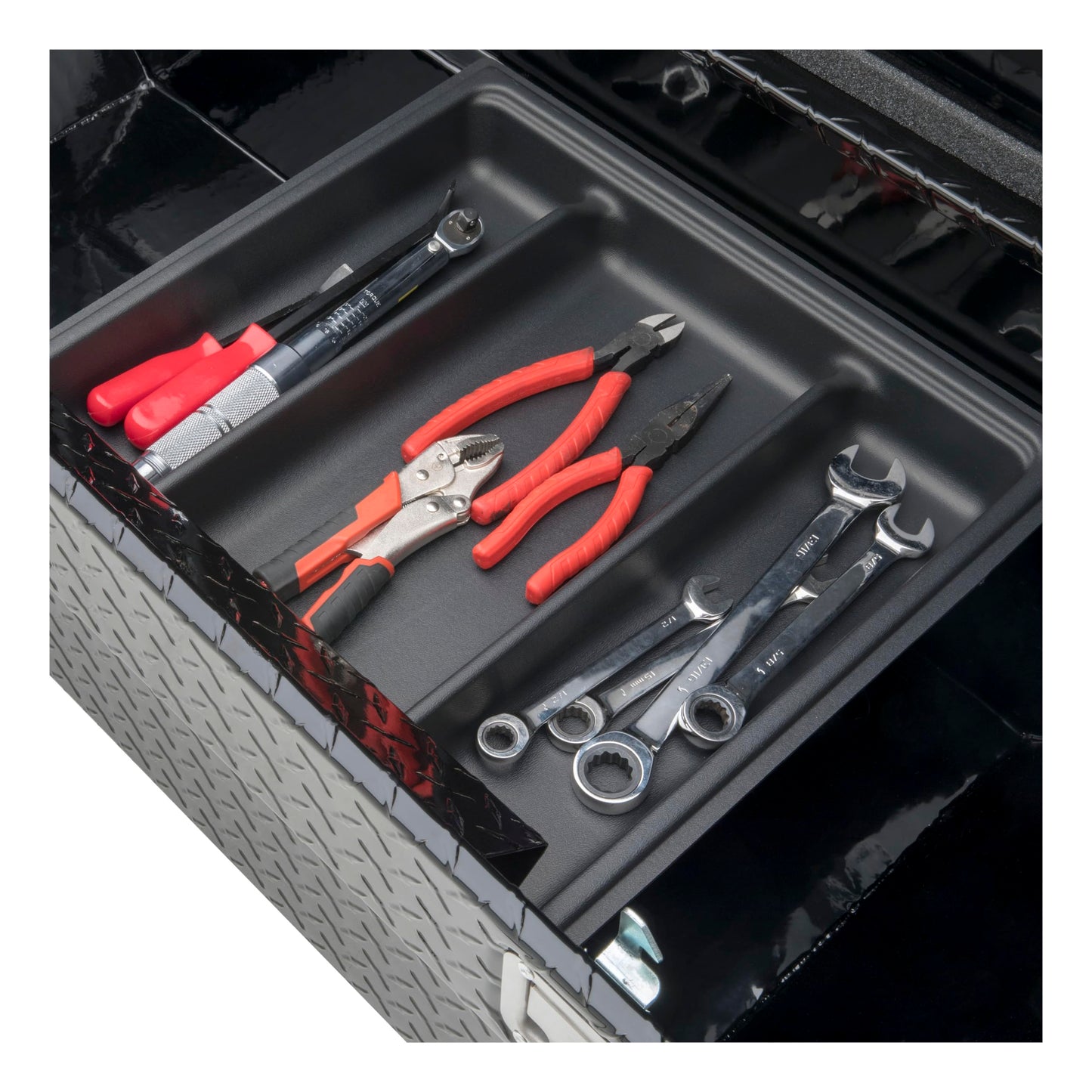 UWS EC10802 69-Inch Gloss Black Heavy-Wall Aluminum Deep Truck Tool Box with Low Profile, RigidCore Lid