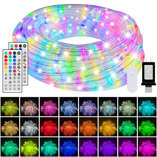 200ft LED Rope Lights for Outside, 25 Colors IP68 Waterproof, Dimmable Warm White RGB Outdoor String Lights, Red White Blue for Memorial Day Patriotic Decorations, Fairy Lights for Indoor Bedroom