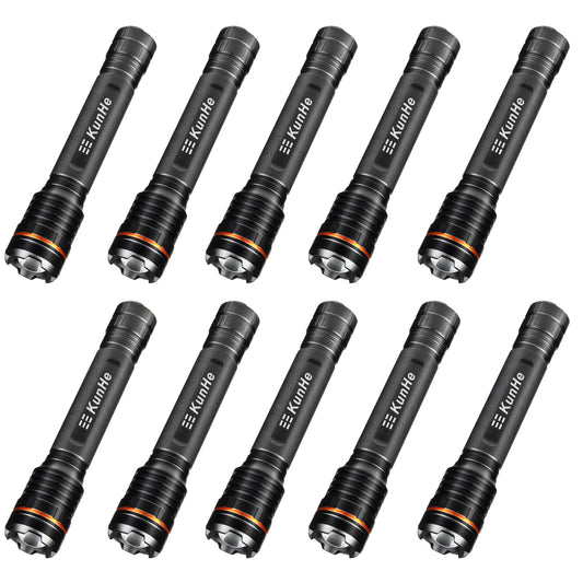 KunHe 10 Pack Heavy Duty 3D Cell LED Flashlights Large Aluminum Zoomable High Lumens 1000 LM Battery Powered Police Flash Light- Big Flashlight for Home Emergency Power Outages Camping Car