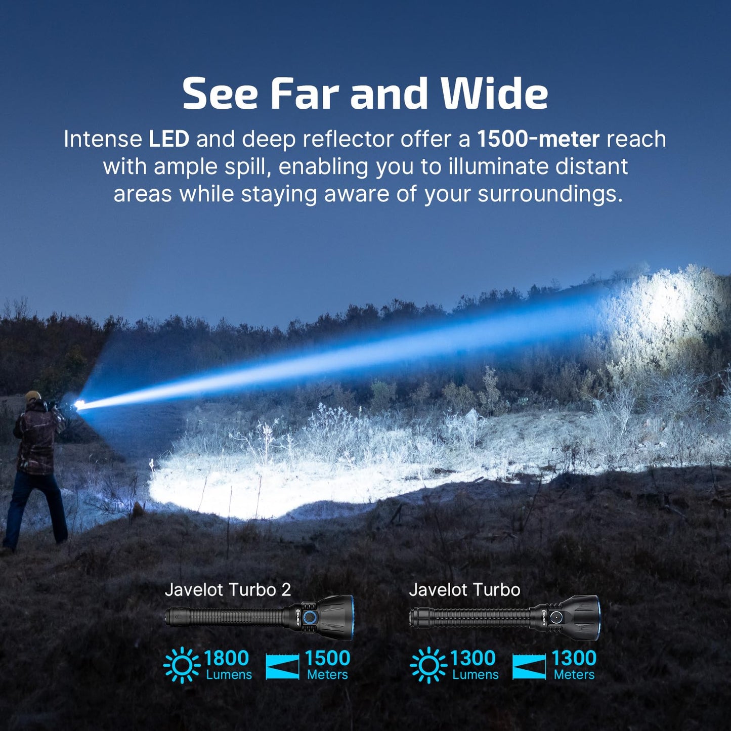 OLIGHT I3T EOS 180 Lumens Dual-Output Slim EDC Flashlight for Camping and Hiking, Tail Switch Flash Light Javelot Turbo 2 1800 Lumen Rechargeable Tactical Flashlight with Long-Range 4921ft Throw