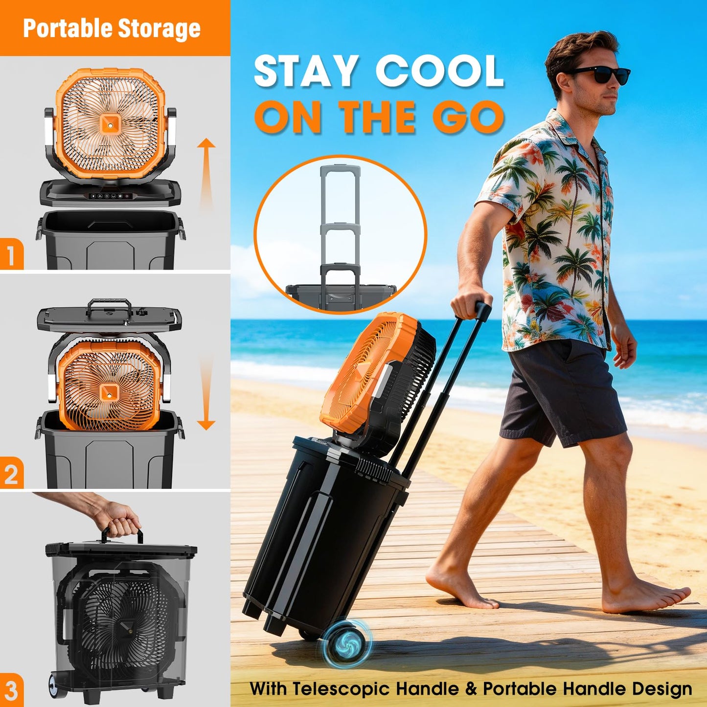 Ausic 5 Gal 12" Portable Misting Fan for Outside Patios, 30000mAh Outdoor Oscillating Rechargeable Battery Fan, Cooling Water Camping Fan with Telescopic Handle/Remote, Summer Dugout Essentials