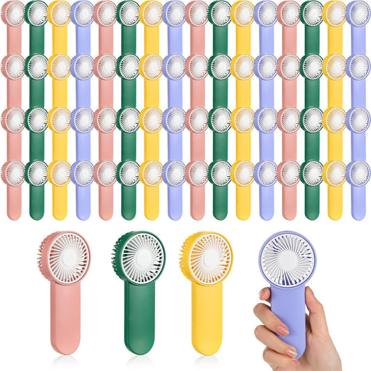 Sumind 64 Pcs Small Personal Portable Fan Mini Handheld Bulk 1 Speed Electric Cute Battery Powered for Neck Lash Makeup Women Men Travel Camping Indoor Outdoor Summer (4 Colors)