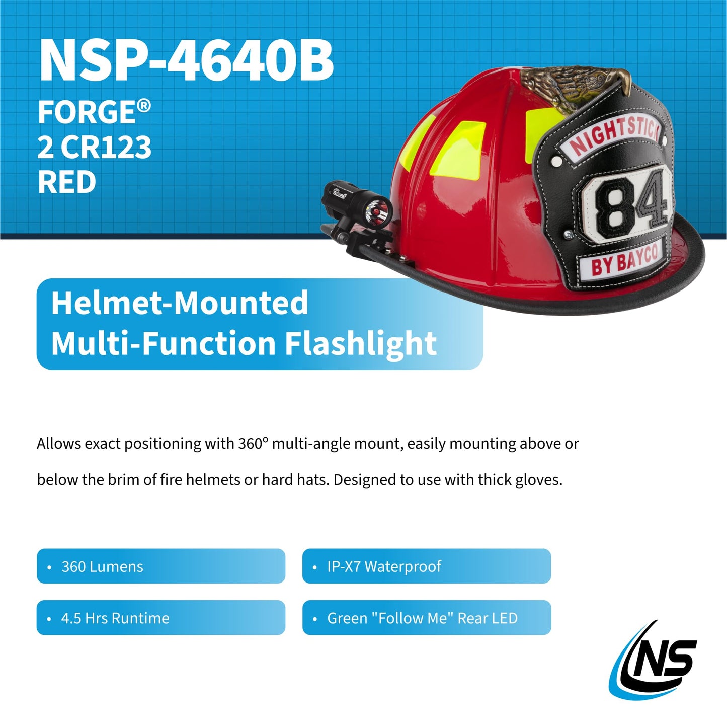 Nightstick XPP-5566RX Intrant Intrinsically Safe Dual Angle Light NSP-4640B Forge™ Helmet-Mounted Multi-Function Flashlight