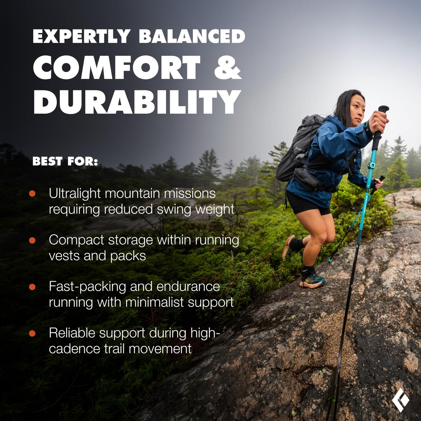 BLACK DIAMOND Distance Carbon FLZ Trekking Poles (Pair) | Ultralight Carbon Fiber | Z-Pole Folding Design | Hiking & Trail Running | Ultra Blue | 140 cm