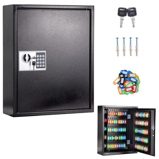 UMEKEN Key Box Wall Mount 200 Position Valet Digital Key Cabinet Lock Box with Code, Electronic Vehicle Key Holder Lockbox with Key Tags, Car Key Organizer Locker Box, Black