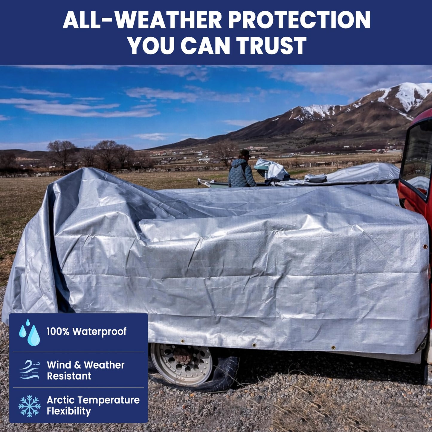 Tarps Now 16x24 ft Heavy Duty Plastic Tarp (Poly Tarp)|12 MIL Waterproof Cover|Rip & Tear-Resistant|Rustproof Grommets & Reinforced Edges|Ideal for Roof, Camping, Tent & Outdoor Protection - Silver