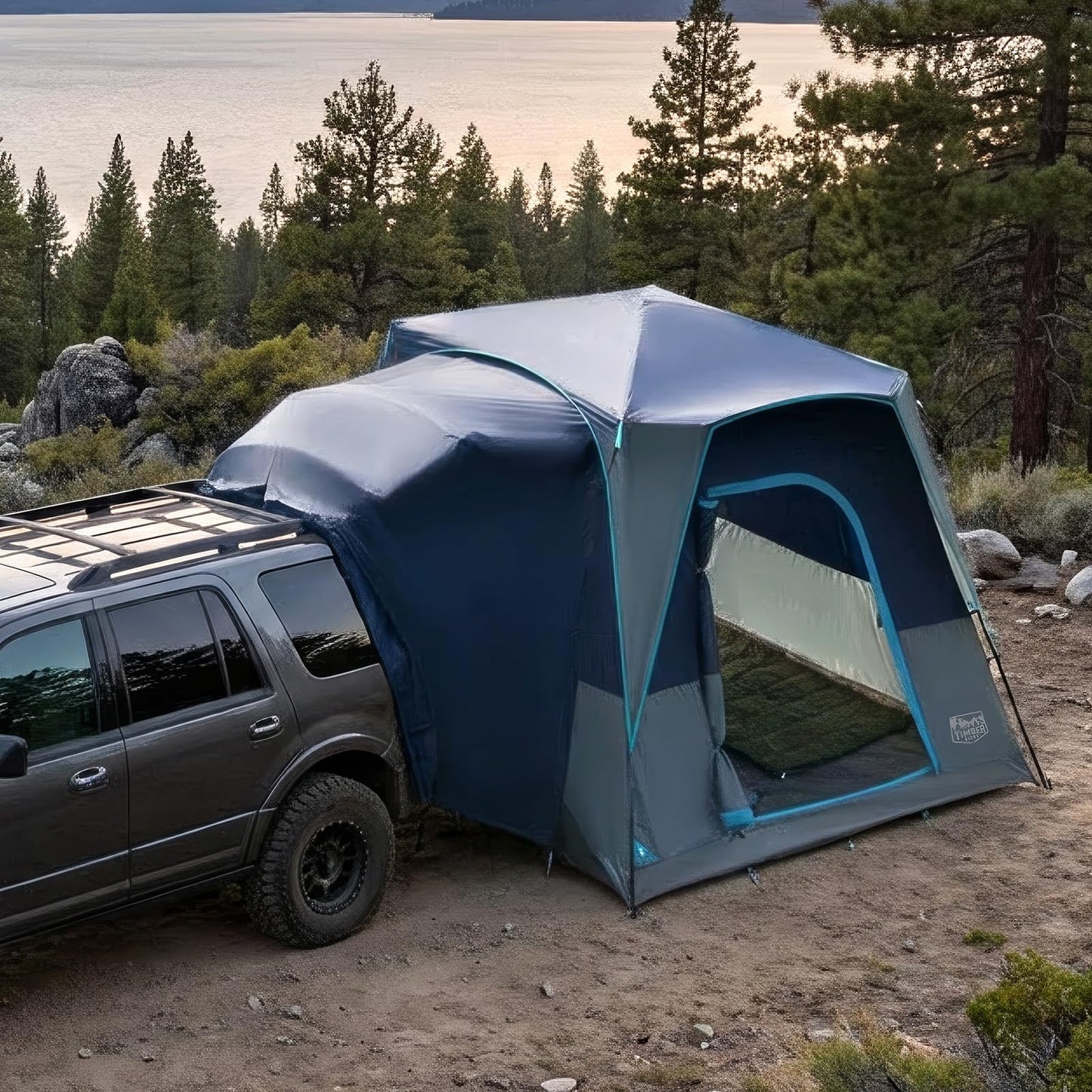 Timber Ridge 5 Person Truck-Bed-Tents SUV Camping Tent with Rainfly & Storage Bag 10' W X 8' L X 7.1' H Blue