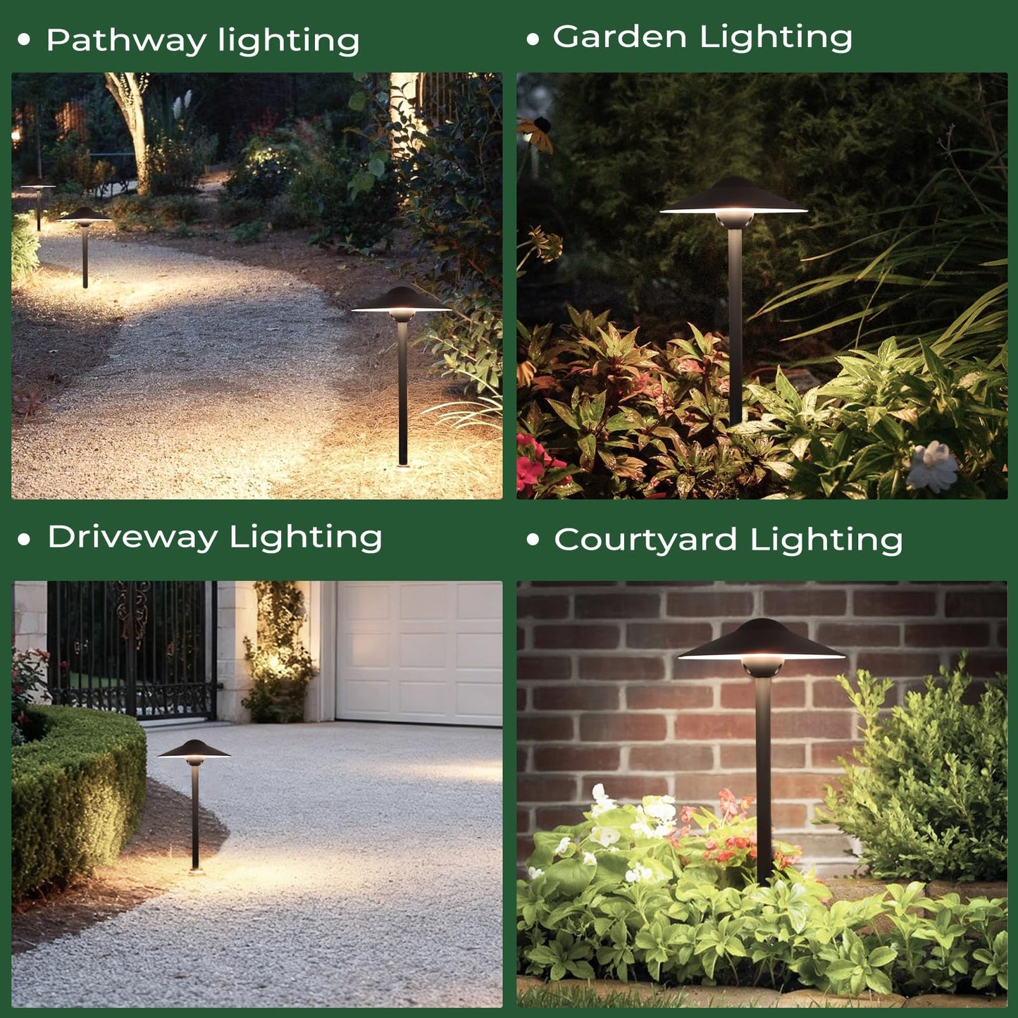 Gardencoin Low Voltage Pathway Lights (8.5'' Shade, 21.5'' Tall)，12V Outdoor LED Landscape Path Lights Wired, Aluminum Pathway Lighting with 3W 2700K Replaceable Bulb for Walkway Garden Yard, 6 Pack
