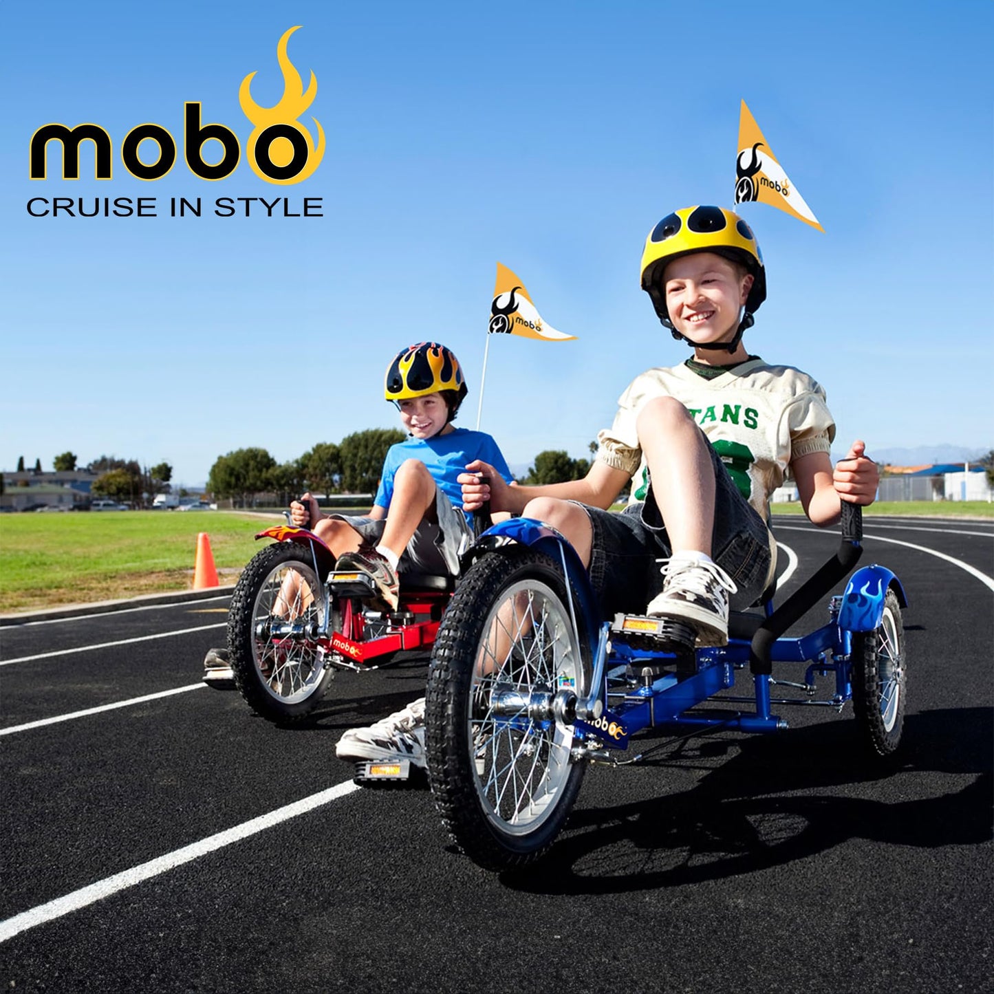 Mobo Triton Recumbent Trike. Kids 3-Wheel Bike. Youth Cruiser Tricycle