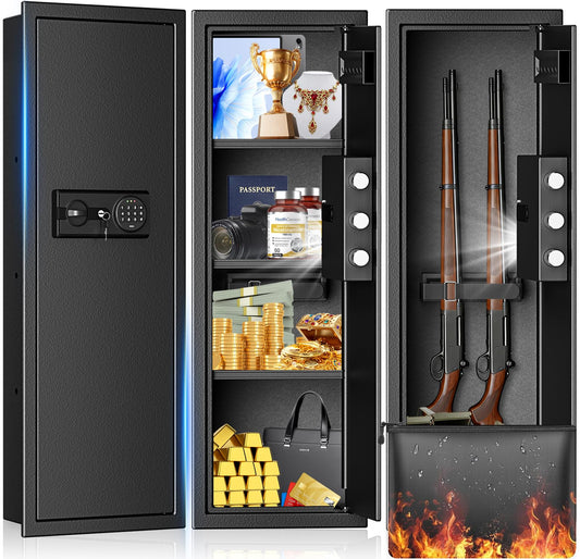 Heavy Duty Fireproof Wall Safes Between the Studs, Extra Large Fire Security Wall Safe with Digital Keypad lock and 3 Removable Shelf, Wall Rifle Safe Fireproof for Home, Gun, Cash, Documents, Jewelry