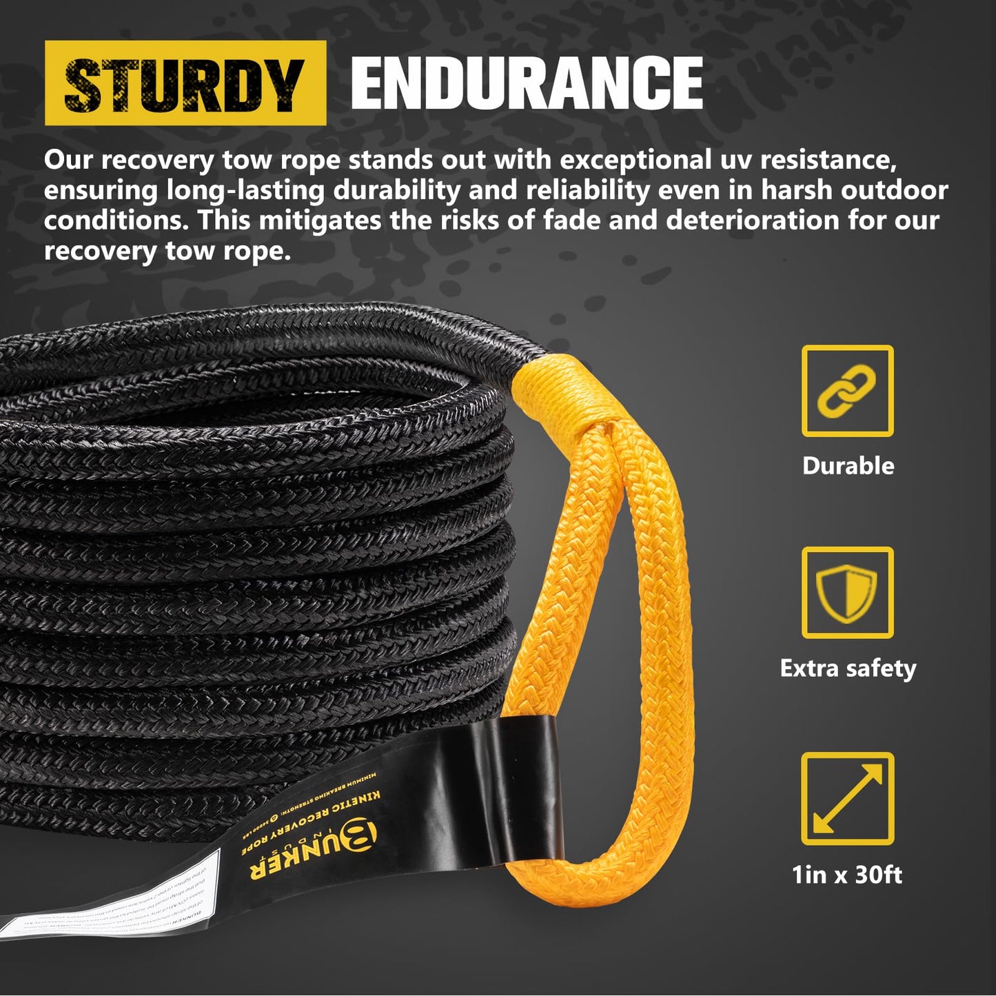 BUNKER INDUST Off-Road Traction Boards (Gen 10) Green + 1"×30ft Kinetic Recovery Rope with 2 Soft Shackles Kit