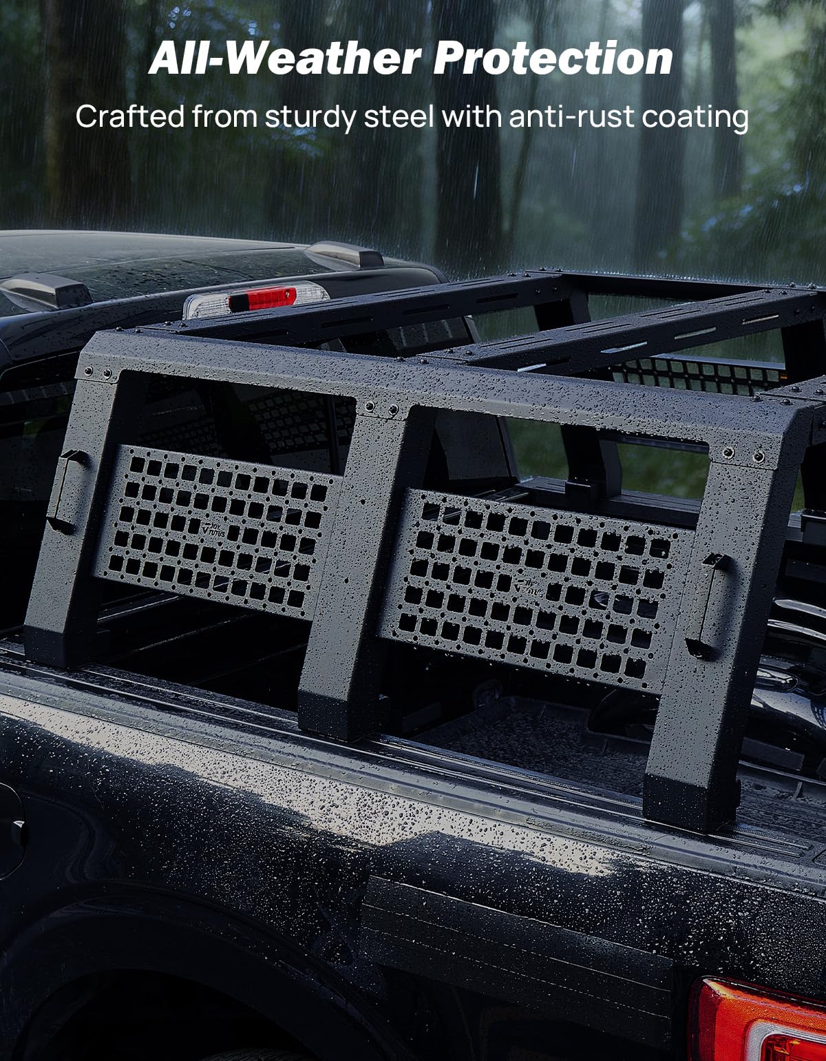 JOYTUTUS Full Size Truck Bed Rack, Overland Bed Racks for Trucks Compatible with F150 F250 F350 Silverado Sierra Ram, 18.8 Inch High Truck Bed Rack for Roof Top Tent, with LED Brake Light Molle Panel