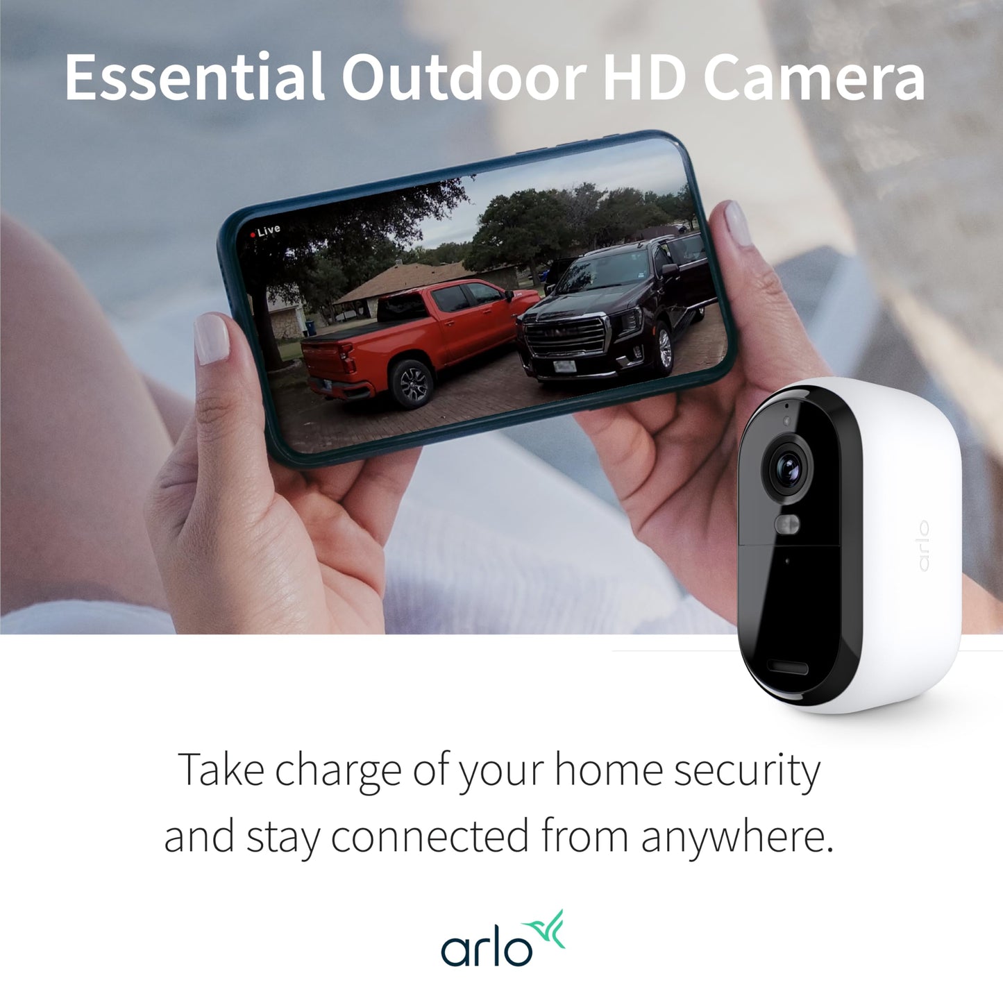 Arlo Essential Security Cameras Wireless Outdoor 1080p HD (2nd Gen, 2023 Release) - Battery Power, Person Recognition, Package Detection, Animated Preview, 1-Month Trial of Secure Plan, 3 Cam, White