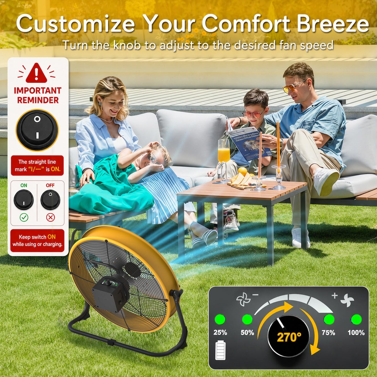 T-SUNUS 16" Battery Powered Floor Fan, 15600mAh Rechargeable Cordless Fan 2500 CFM High Velocity Airflow, Quiet Brushless Motor, 360° Adjustable Tilt for Home Garage Outdoor Patio RV Emergency Camping
